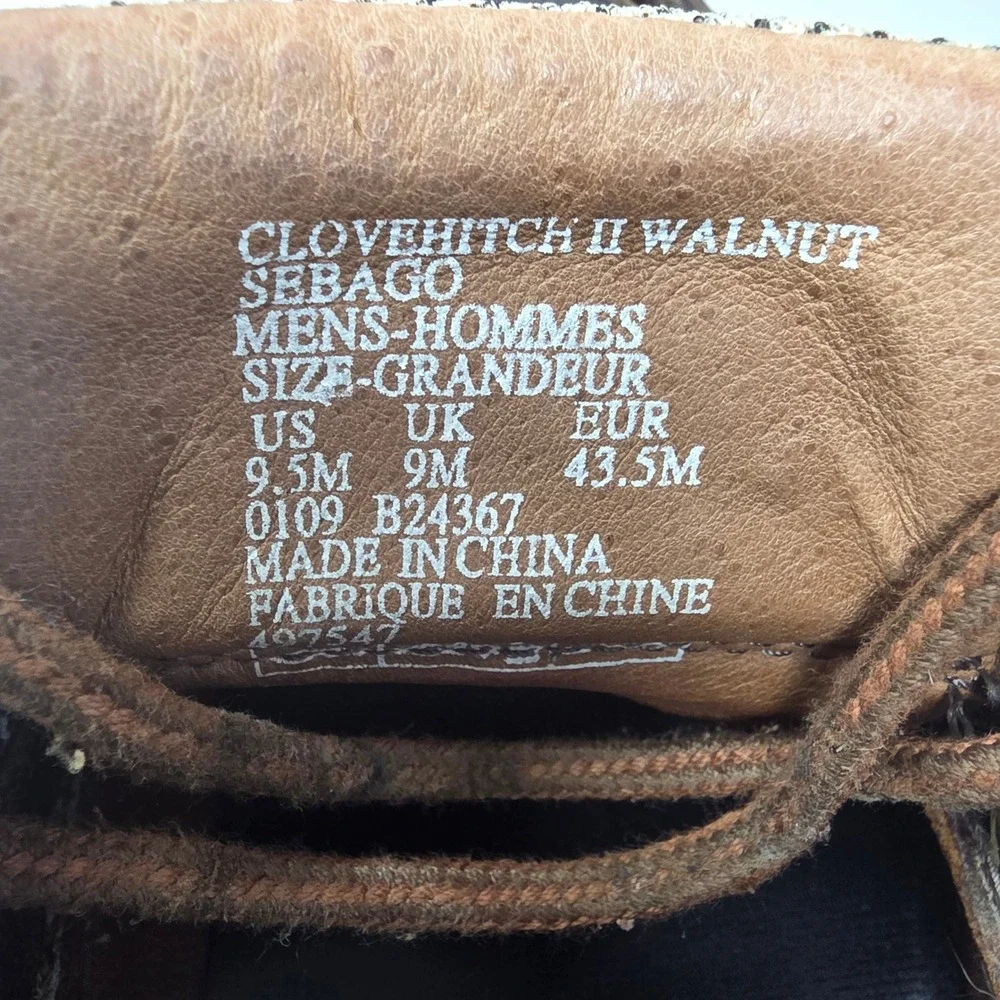 Sebago Clovehitch II Mens 9.5M Boat Shoes Walnut Brown Leather Mesh B24367 Good